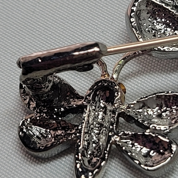 Vintage Butler Aurora Borealis rhinestone dragonfly brooch pin silver tone - Picture 4 of 11